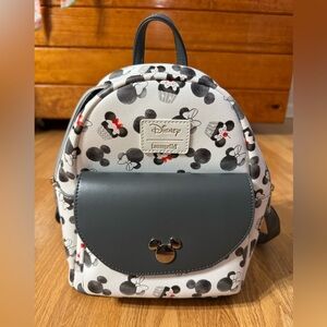 LOUNGEFLY DISNEY MICKEY & MINNIE MOUSE CUPCAKE ICONS FAUX LEATHER MINI BACKPACK